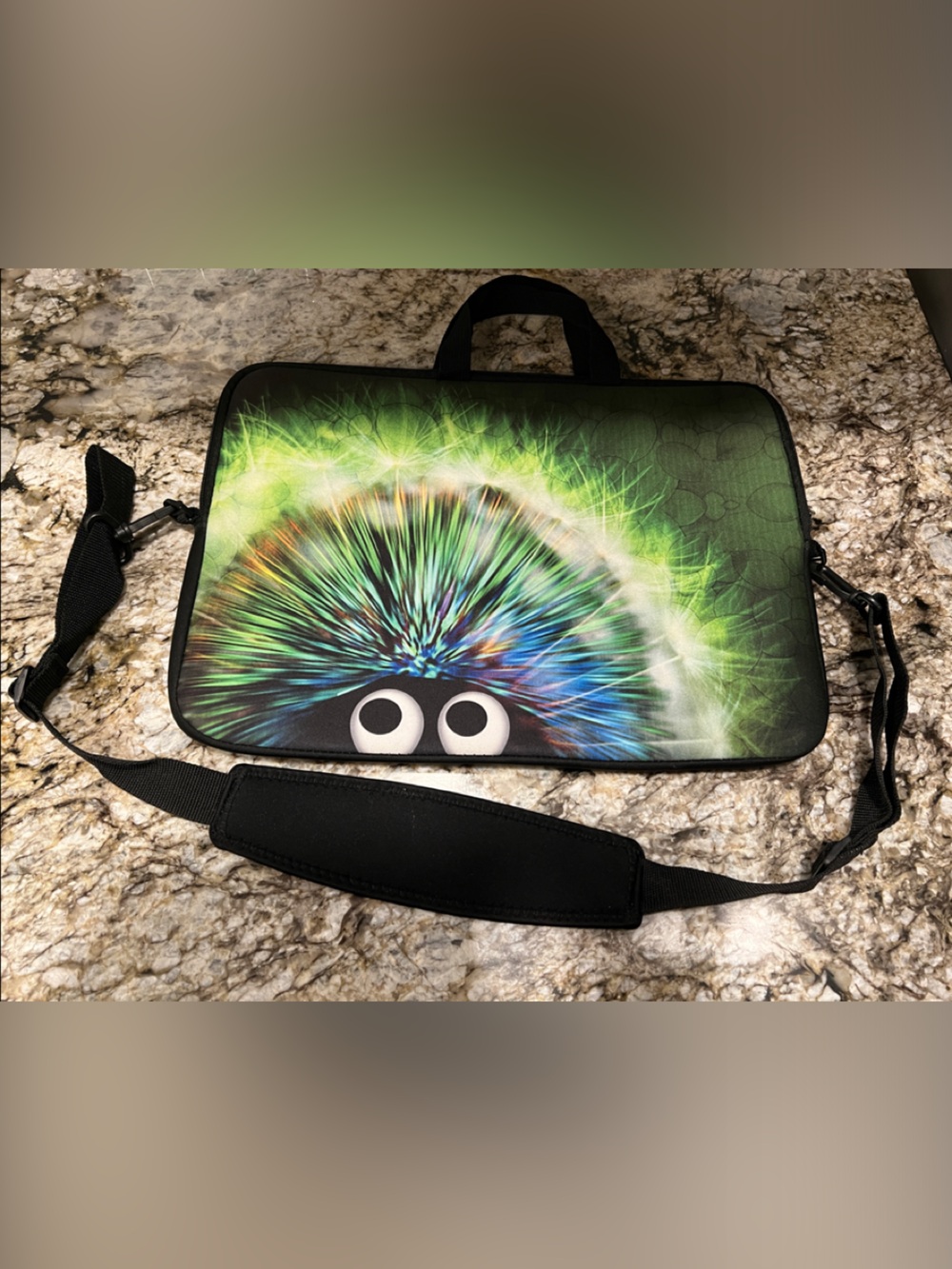LIKE NEW Laptop Skin Shop 15.6” Neon Hedgehog Neoprene Laptop Bag
